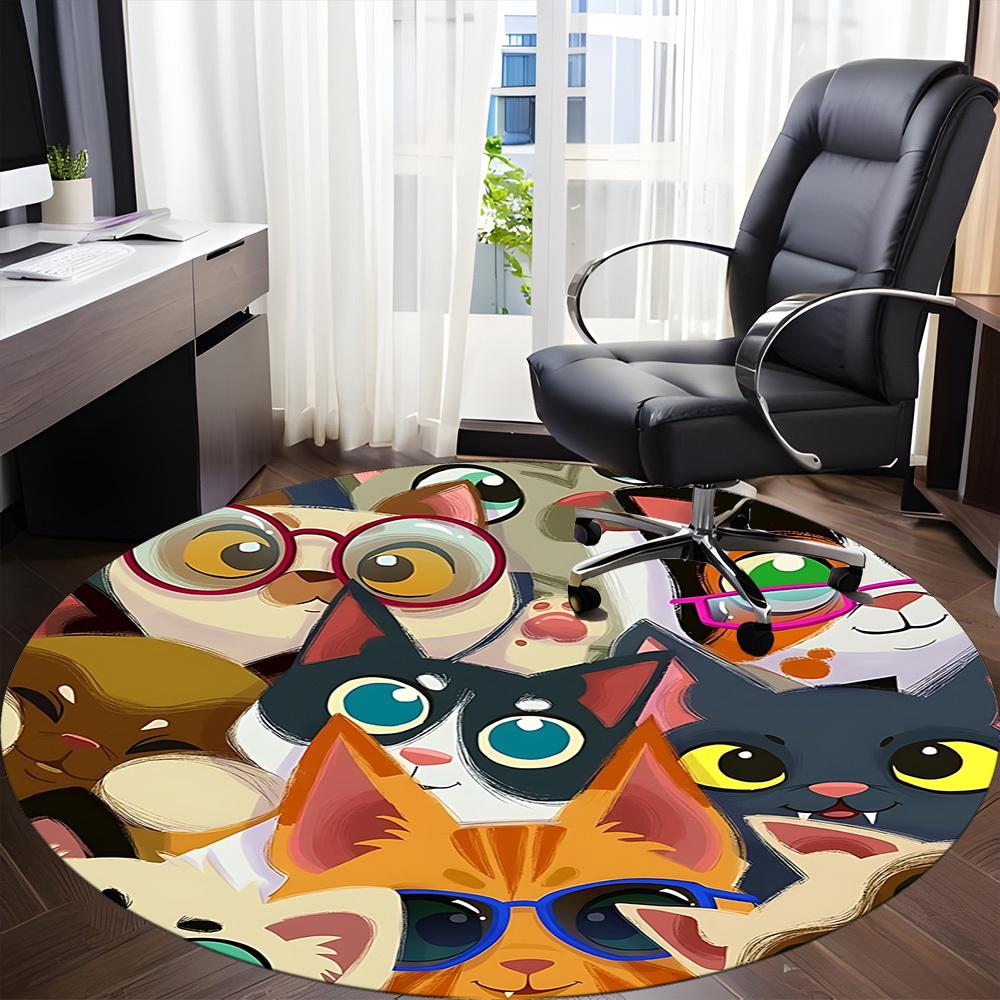 1pc Cat Print Chair Carpet for Office  Machine Washable Rug for Office,  Good Gift for Family or Friends yy251225178