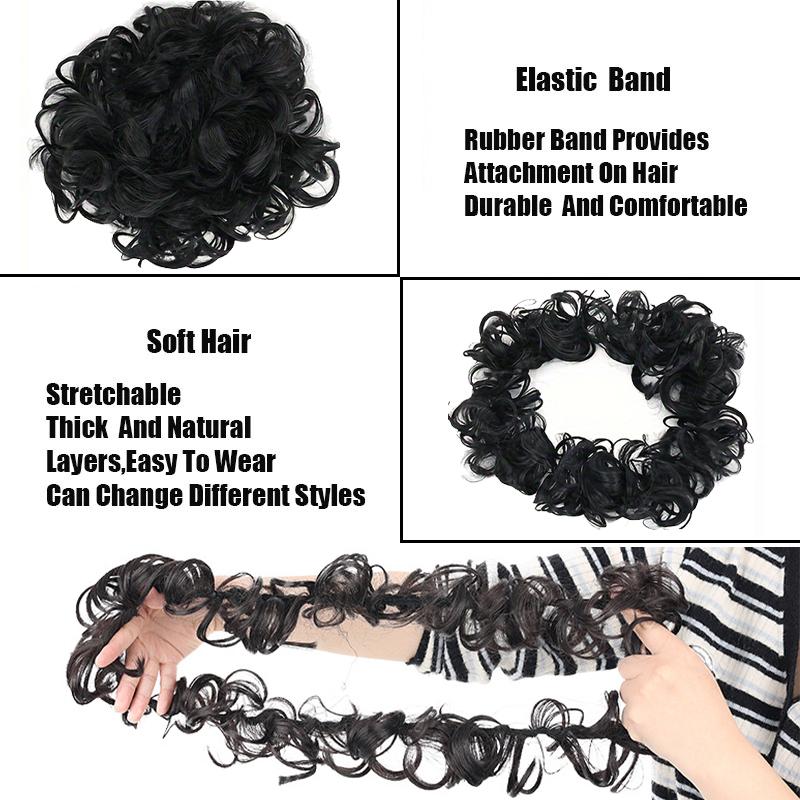 Fluffy caterpillar style curly hair bun wig ladies' hair bun wig easy to wear suitable for all hair types and face shapes