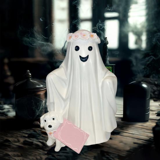 Socha psa ducha Halloween Strašidelná pryskyřičná figurka Socha psa ducha chodícího Zahrada Vnitřní Venkovní dekorace