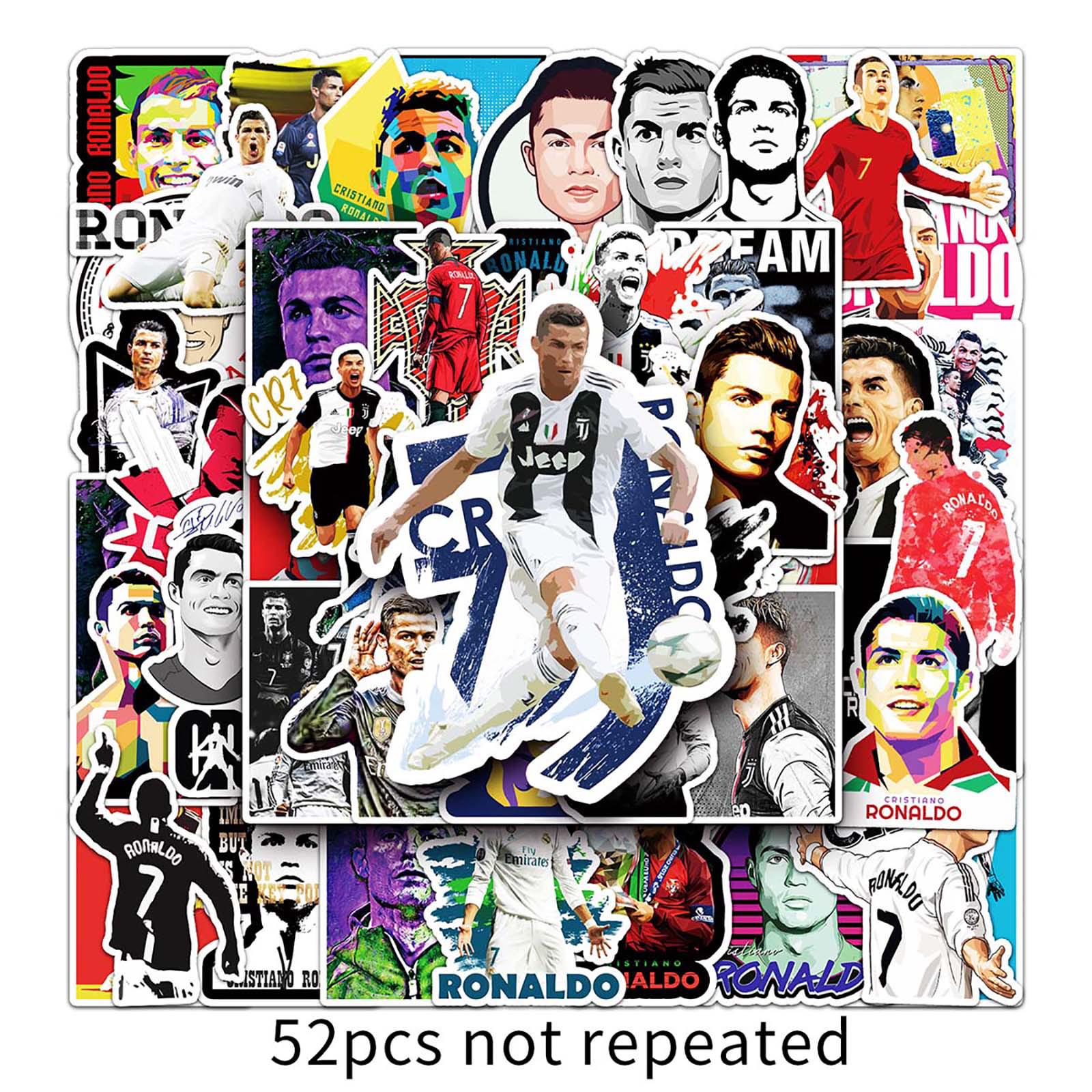 52 Cristiano Ronaldo Cartoon Stickers: Creative, Waterproof for Laptops, Cars, Refrigerators, Suitcases.