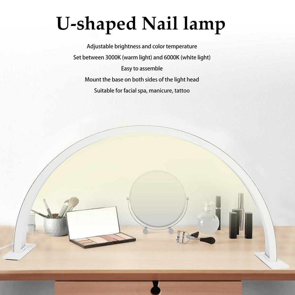 Desk LED Lamp U-shaped Fill-in Light for Manicure Half-moon-shaped Nail Light with Diamonds Manicure Lamp Nail Art Salon Tools