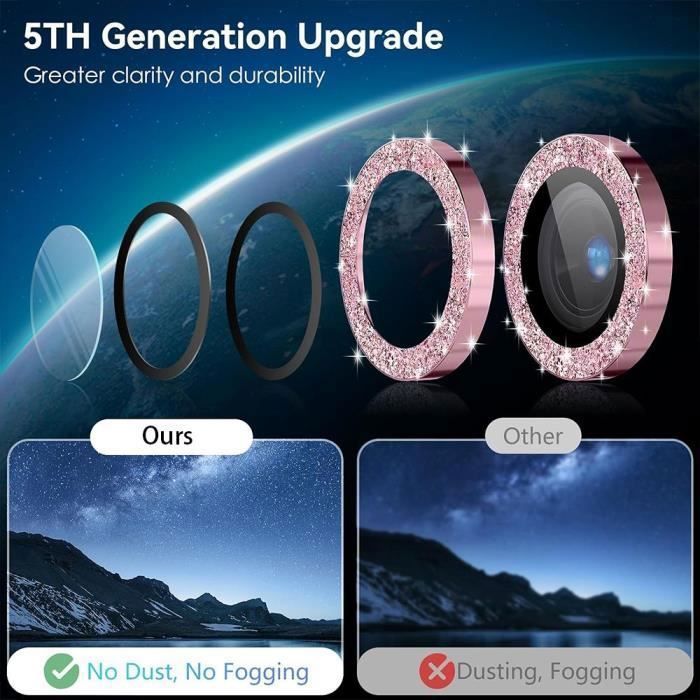 Film de Protection - pour iPhone 15 - 15 Plus - Verre Trempé - Aluminium Brillant Rosé - Anti-Rayures