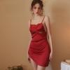 Silk Sleepwear Dress For Women With Vneck And Lace Detail Sleepwear For Lounge And Nightwear