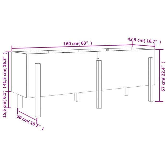 VidaXL Lit surélevé de jardin blanc 160x50x57 cm bois de pin massif 825220