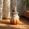 Handmade Felt Halloween Ghost Pumpkin with Wizard Hat Wool Felted Ghost Ornament for Halloween Home Shelf Desk Decor