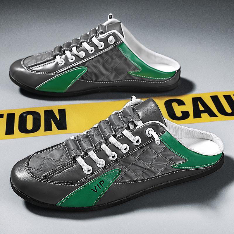 

Мужская обувь 2024 года, летние новые полутапочки, мужские универсальные дышащие туфли Doudou, корейская версия, модные ленивые туфли с одной педалью 44