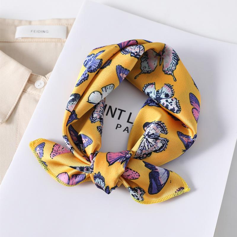 50X50CM Women Square Scarf Horse Printing Hair Neck Scarfs For Ladies Kerchief Twill Imitation Silk Foulard Scarves&Wraps