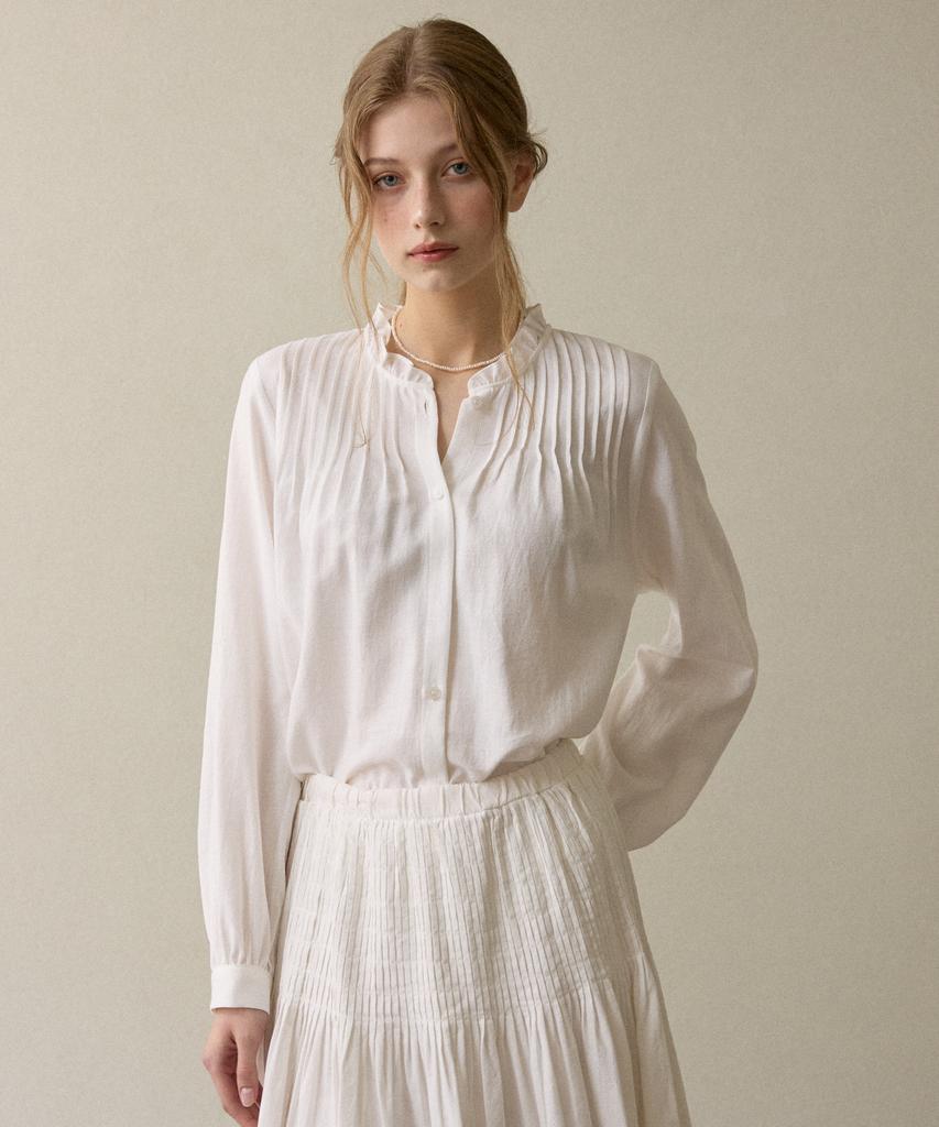 Opeundoeoseutyudio Frill Neck Blouse Ivory