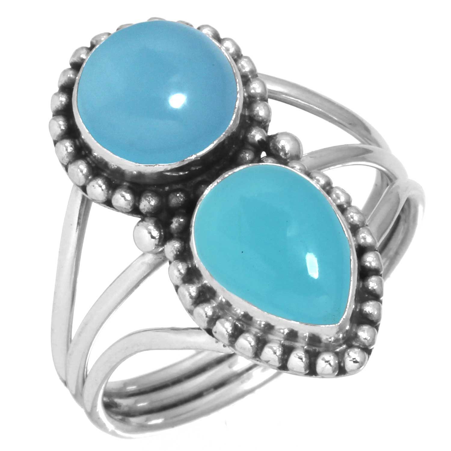 

Кольцо из стерлингового серебра 925 пробы Женское с драгоценным камнем Ручная работа Ювелирные изделия Пасхальный подарок Аквамарин Халцедон Раковина Абалон Голубой Солнечный камень Лабрадорит Пренит Мода 7