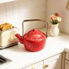 Classic 1:12 Scale Miniature Enamel Kettle for Dollhouse Kitchen Retro Design