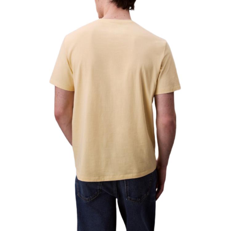 Calvin Klein Letter Logo Round Neck Short Sleeve T-Shirt Men Tops Yellow Blue 4RB862GRM9