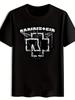 Vintage Rock Band Graphic T-shirt - Black Short Sleeve Round Neck Summer Tee with Distressed Typography & Retro Music Logos