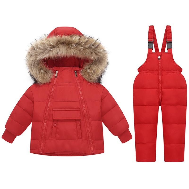 Winter Down Jacket Pants Set for Kids Toddler Boys and Girls – 90% White Duck Down, Waterproof, Windproof, Removable Hood, 1–6Y