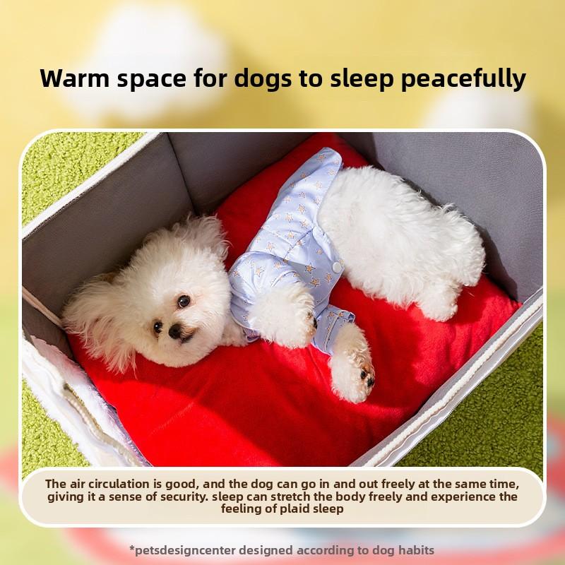 Autumn and Winter Dog Warm Closed House Kennel Medium and Small Dog Kennel Teddy Cat Litter Removable Pet Litter