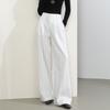 Autumn Tencel Cotton White Wide-leg Pants High Waist Pleated Drape Thin Versatile Commuter Casual Straight Trousers