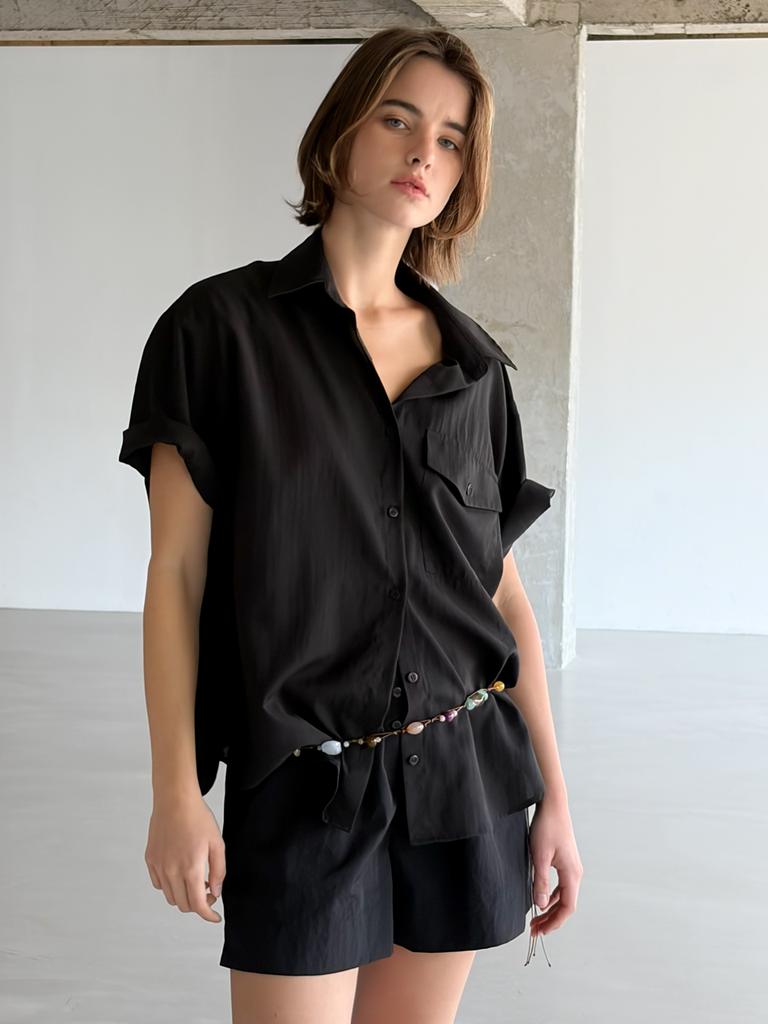 Kelidu Summer Oversized Half Shirt_Black