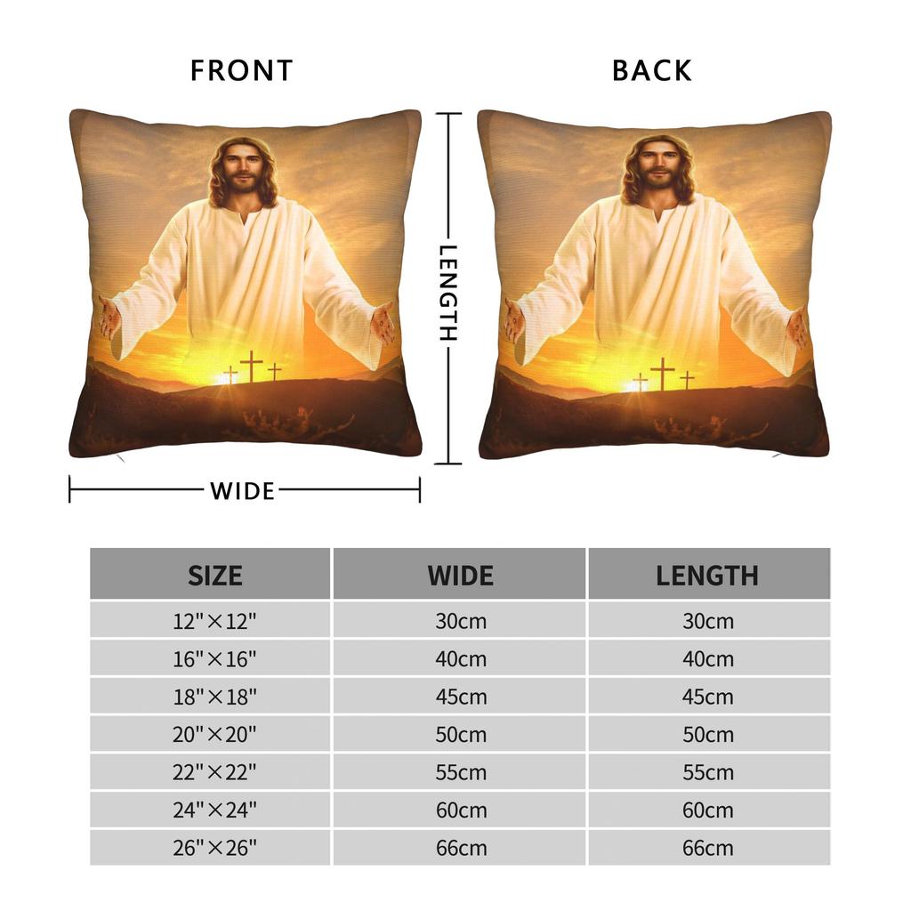 Jesus Christ God Square Pillow Case Christian Cushion Cover Customized Zipper Decorative Pillowcover for Home 45x45cm