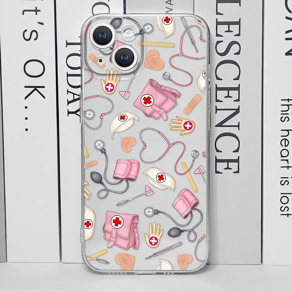 Nurse Medical Medicine Health Heart Phone Case for IPhone 16 15 13 12 11 Pro Mini XS MAX 7 8 14 Plus Doctor Nursing Clear Covers