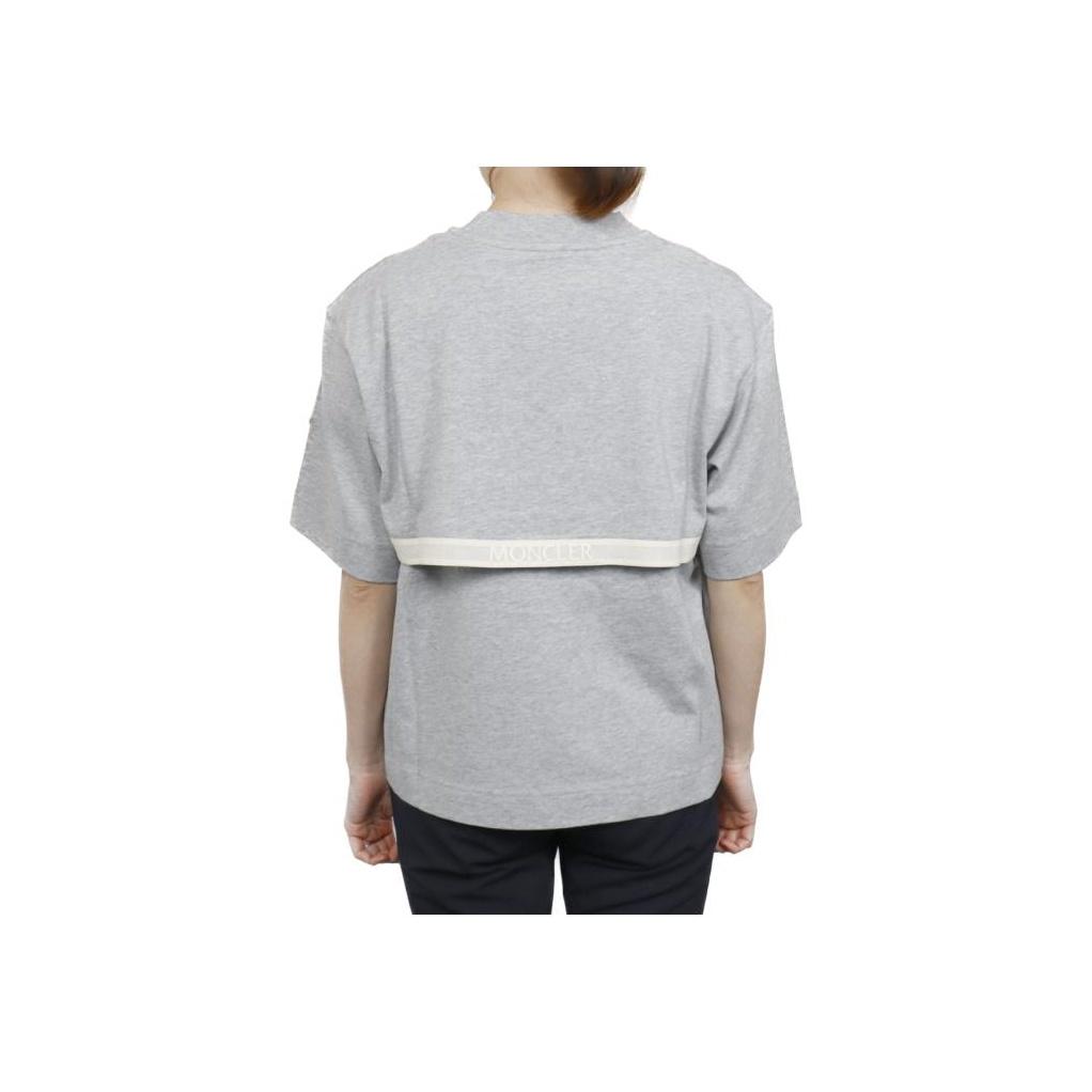 Moncler Logo Loose Fit Crew Neck T-Shirt Women Tops Gray 8C00035829HP984
