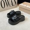 Fashion Versatile Thick Bottom Increases Height and Looks Thin One-word Slippers Women's 2025 Summer Wear Casual Skirt Beach Sandals