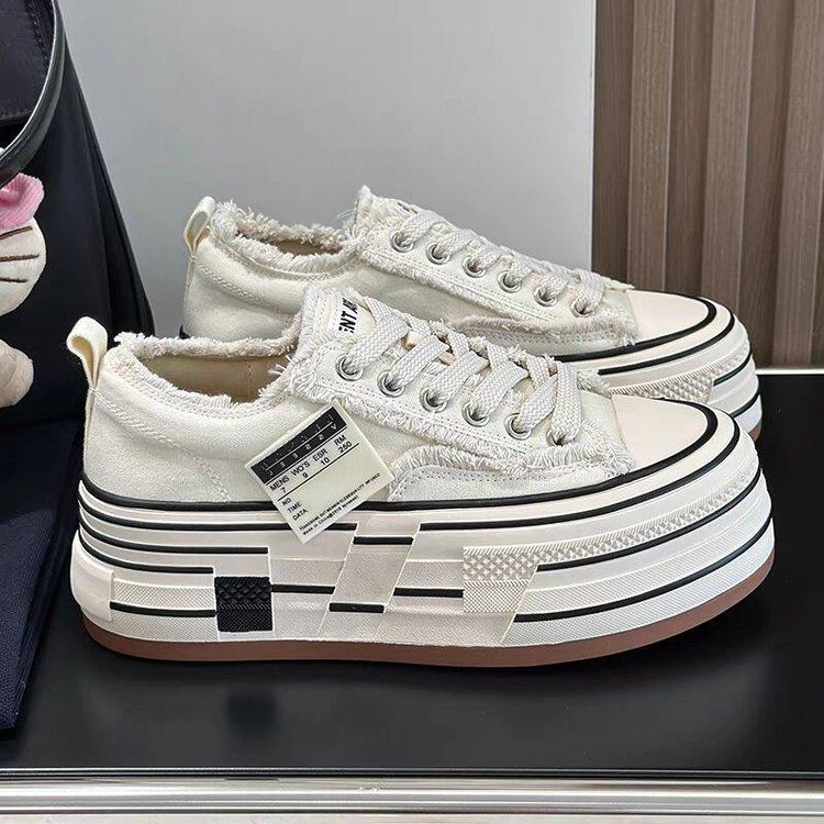 

Canvas shoes women s 2025 new versatile thick sole white inner height increase ins trendy versatile explosion casual board shoes little white 40