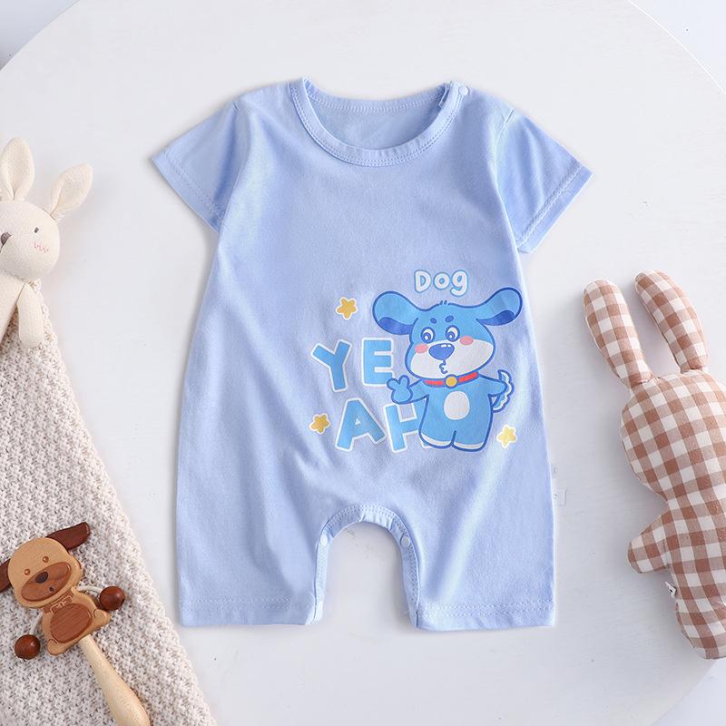 2026 Summer Kids O-Neck Short Sleeve Pajama-Rompers Baby Spring Short Crawling Clothes Cartoon Cotton Jumpsuit for Girl Boy