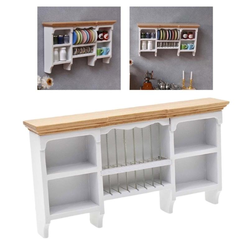 Display Shelf Miniature Display for 1:12 Scale Dollhouses, Perfect for Pretend Play and Display Realistic Wood Furniture