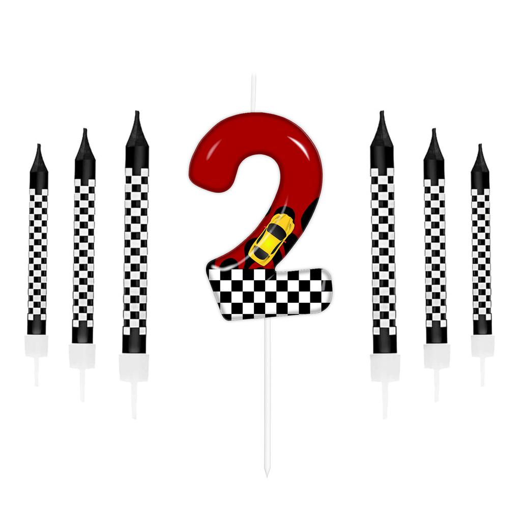 7pcs Red Blue Spider 8th Birthday Number Candles, Number 0-9 Candle Cake Topper Decorations for Spider Cartoon Themed Parties