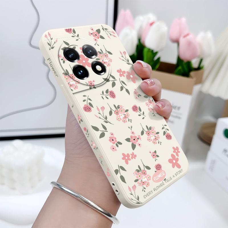 Floral Scent Phone Case For Oneplus 12 12R 11 11R 10 10R 10T 9R 9RT 9 8T 8 7 7T Pro 5G Liquid Silicone Cover
