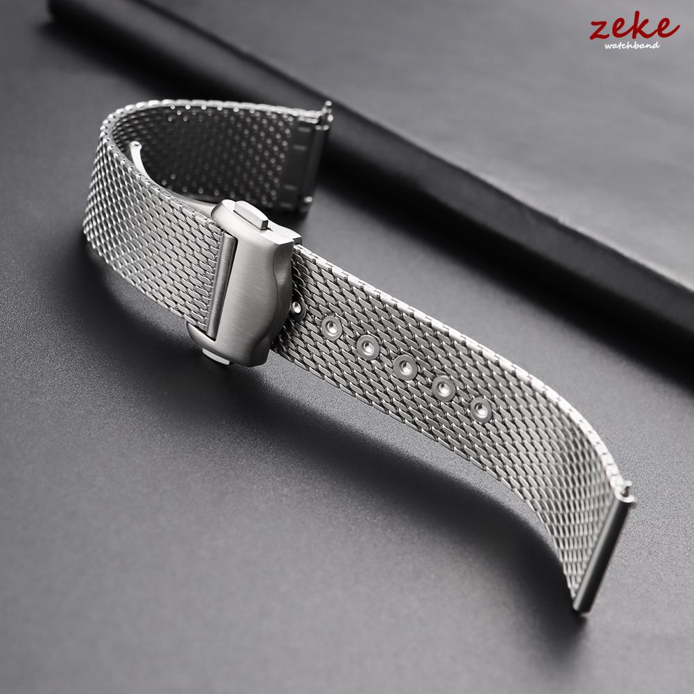 20mm Ασημένιο Πλέγμα Βραχιόλι για Omega Seamaster 007 Επίπεδη Διεπαφή Λουράκι Ρολογιού από Ανοξείδωτο Ατσάλι για Άνδρες Γυναίκες Αναπνεύσιμο Λουράκι Καρπού