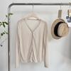 Tencel Cardigan Korean V Neck Knit Top Solid Summer Air Conditioning Cover Long Sleeve Base Layer Women Slim Fit