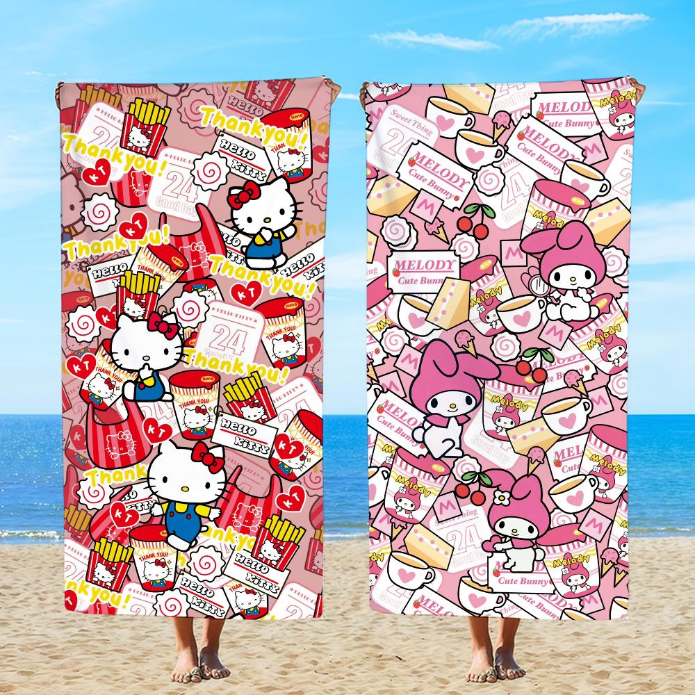 Cartoon Towel Textile Stitching Bathrobe Beach Quick-Drying Lightweight Portable Camping Swim K-KittyS SRO Pool Travel