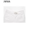 Zaprha 2025 New Arrival Fashion Sexy Front Strap Decoration Mid Waist Denim Shorts Women's Outer 6147103