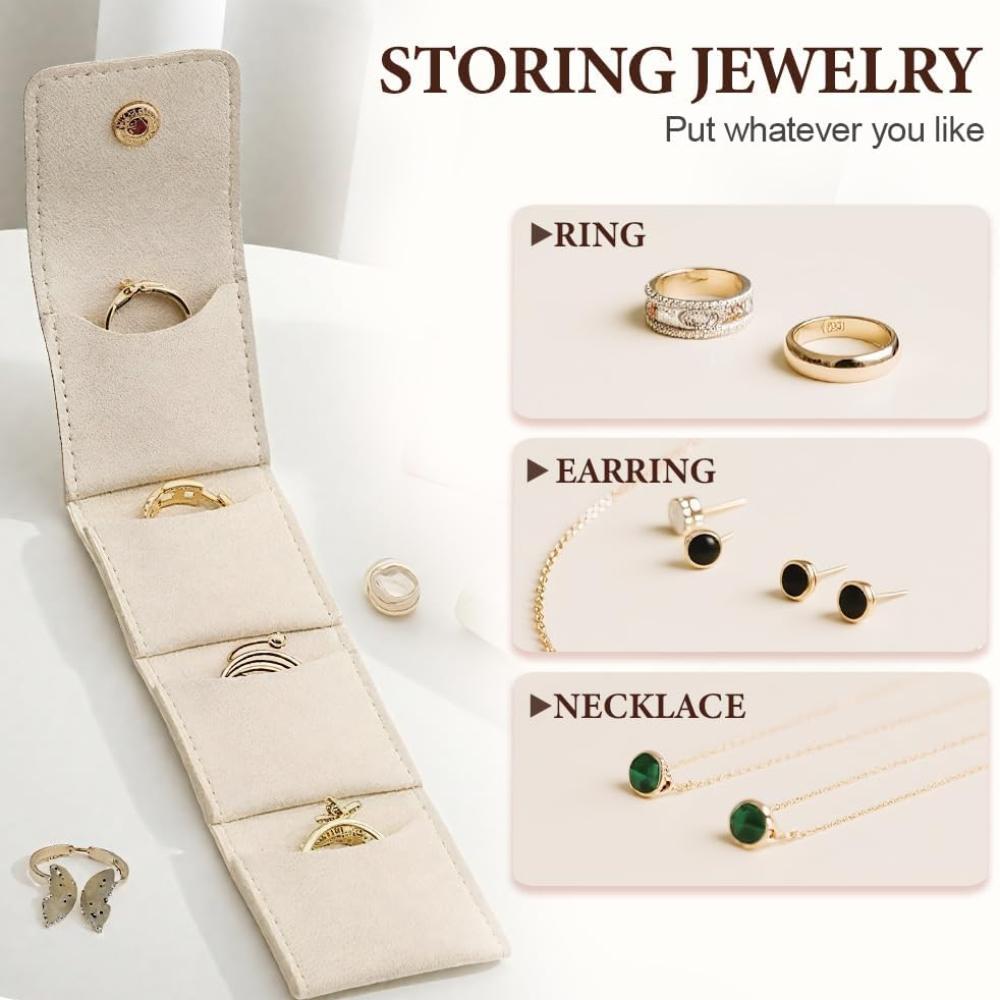 Mini Travel Jewelry Bag, 2025 New Mini Travel Jewelry Roll Bag, Foldable Travel Jewelry Organizer Case, Multifunctional Travel Jewelrys Pouch With