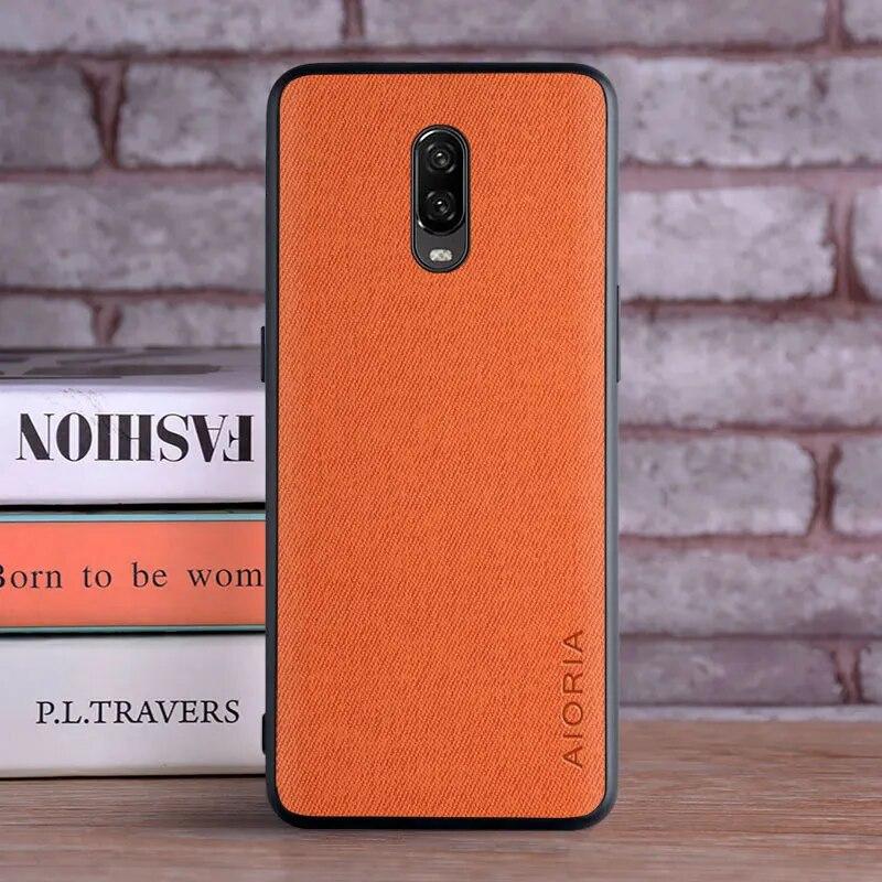 Case for Oneplus 6T 6 Coque Luxury Textile Leather Skin Soft TPU Hard PC Phone Cover for Oneplus 6T Case Funda