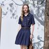 Betu Women's Short Sleeve Pleated Denim Dress