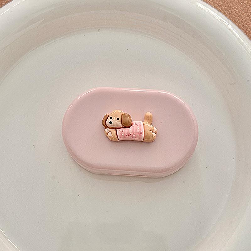 Bonbonfarbene Kontaktlinsenbox Niedliche Schleife Tragbarer Kontaktlinsenbehälter mit Pinzette Saugstab Set für Reise-Kit-Halter