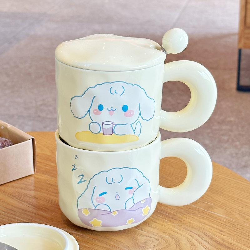 Ceramic Cup Fun Breakfast Cup Cute Cup Household Drinking Cup Office Mug Girls Gift With Lid Spoon