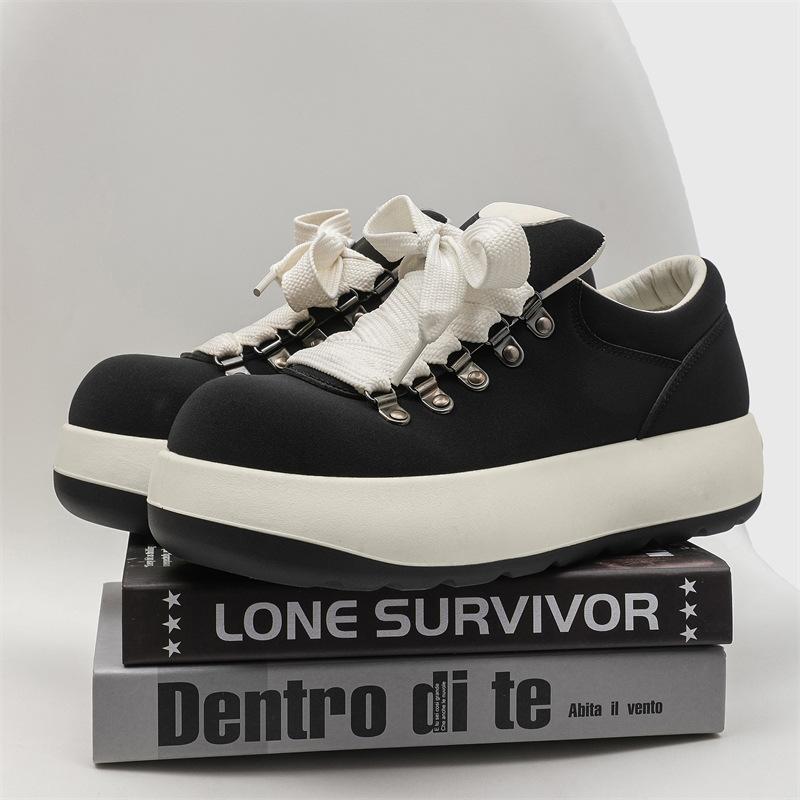 

Новые нишевые Q-версии туфли из кожи с большой головой, толстая подошва, увеличивающие рост, повседневные кеды, мужская обувь Z208 44 чёрный