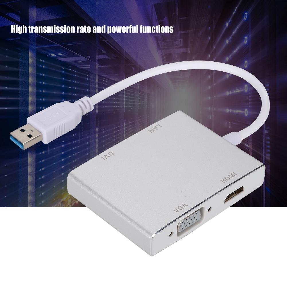 High Quality MultiFunctional Aluminum Alloy USB 3.0 To VGA HDMi LAn TDVI Converter Adapter