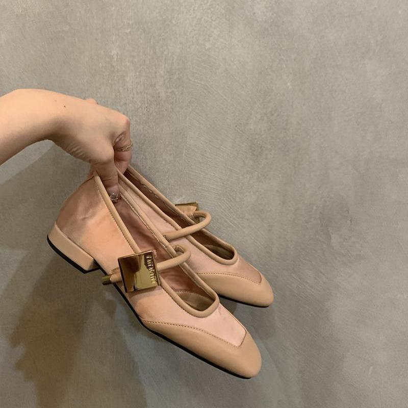 Single Shoes Female French Evening Wind Gentle Fairy Pink Mary Jane Flat Small Leather Shoes Autumn Ballet Shoes