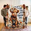 1 pièce Couverture en Flanelle Vache des Highlands Bohème - Imprimé Floral & Cœur Couverture Douce Toutes Saisons pour Camping Canapé Lit