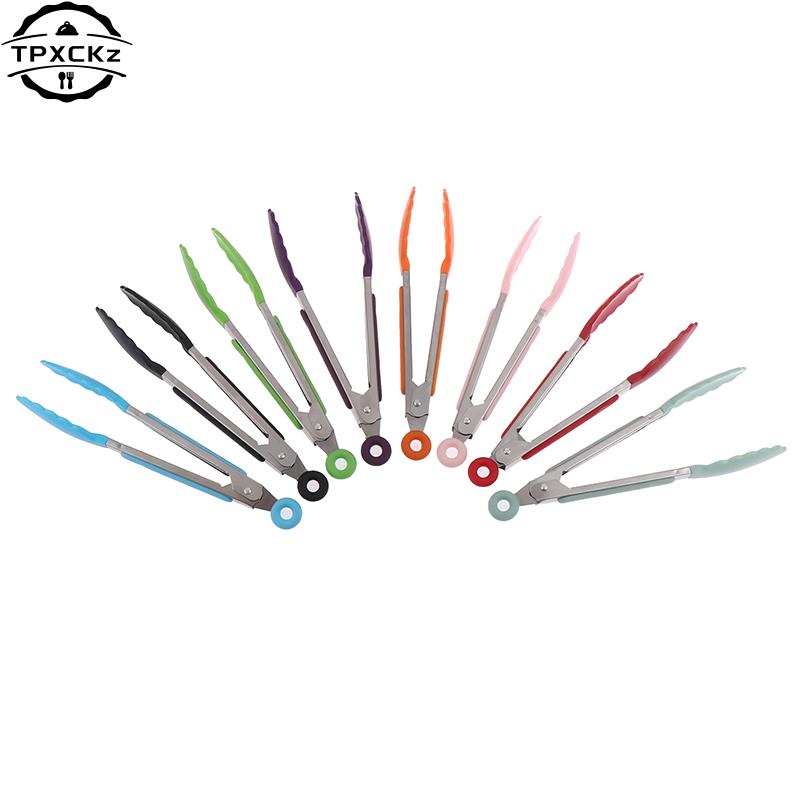 Silikon BBQ Grillen Tong Küche Kochen Salat Brot Servieren Tong Antihaft Grill Clip Clamp Edelstahl Werkzeuge Gadgets