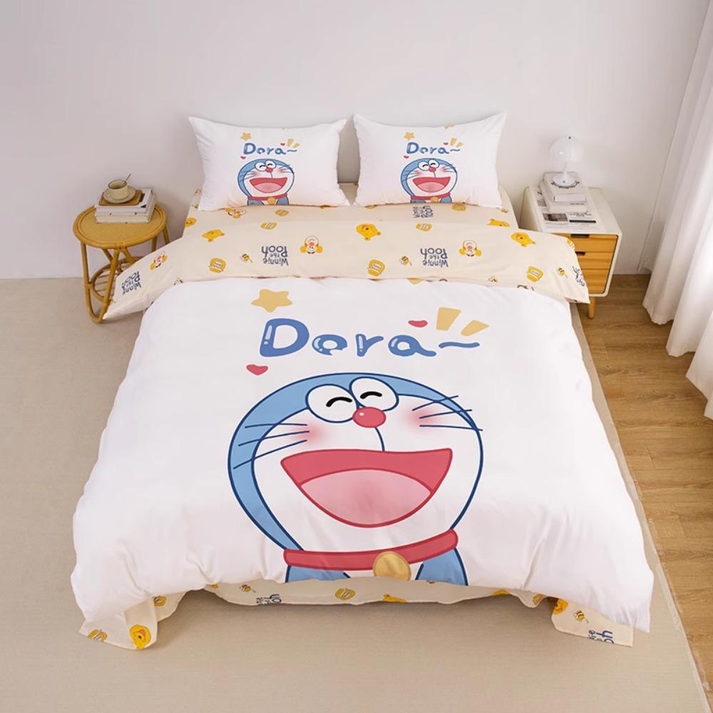 Blue Robotic Cat Bedroom set,Children'sGift Teenagers Adulte Microfibre Double Bed 2/3 pieceDuvet Coverwith Zip Room Decor