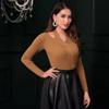 Maglieria Autunnale da Donna Scollo a V Intreccio Incrociato Spacco Maglia Sottile Top Interni