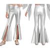Girls Stage Competition Pants: Sparkling Metallic Fabric with Unique Split Bell-Bottom Hem for Dance & Pageant