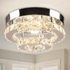Lampă circulară cu cristal dublu din oțel inoxidabil, minimalistă modernă, pentru living, dormitor, bucătărie, coridor, culoar
