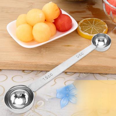 Cucchiaio Misuratore a Doppia Estremità Acciaio Inossidabile Misurino da Caffè con Cucchiaio da Tavola Graduato Cucchiaio per Scavare Frutta Strumento da Cucina per Pasticceria