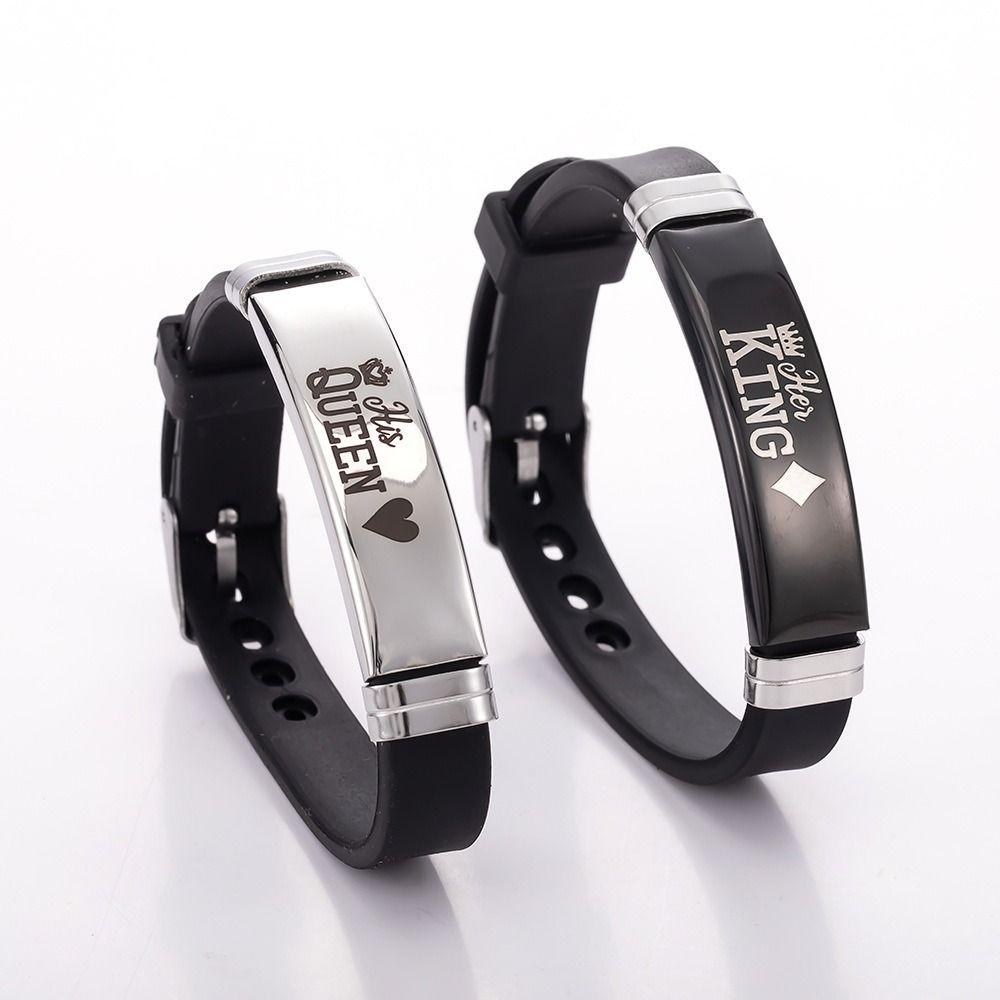 Gifts Couple Bracelet Set Stainless Steel Valentine's Day Bracelets Lovers Bracelet  Women Men