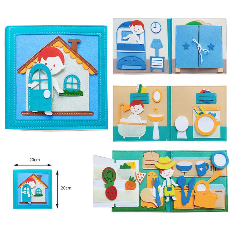 Toddlers Montessori Toy Busy Book 3D Baby Story Cloth Activities Felt Quite Book Board Preschool Learning Education Travel Toys